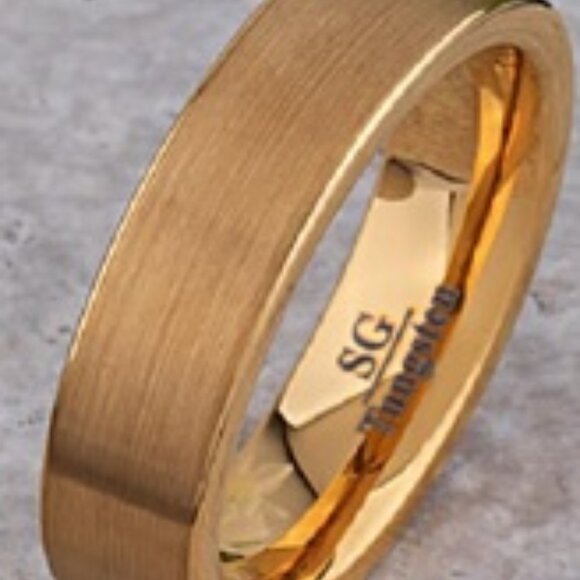 Yellow Gold Tungsten Ring with Brush Finish - 4mm Width - With Gift Box - Picture 2 of 2